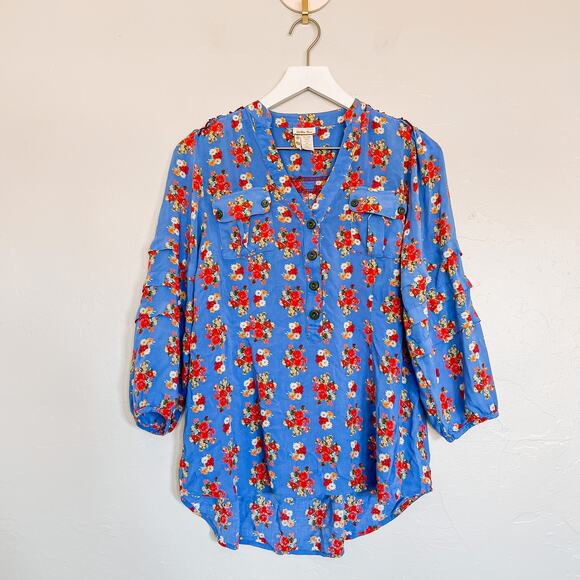 Matilda Jane Finley Secret Fields Blue Floral Blouse Small - Picture 1 of 6